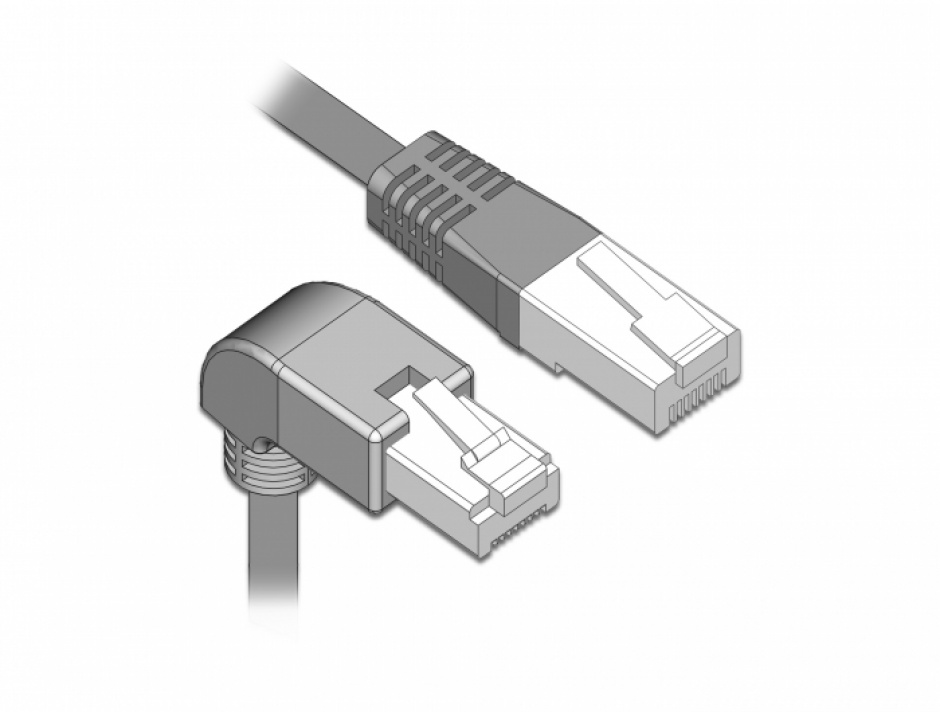 Imagine Cablu de retea RJ45 cat 6A S/FTP unghi jos/drept 0.5m Gri, Delock 85873